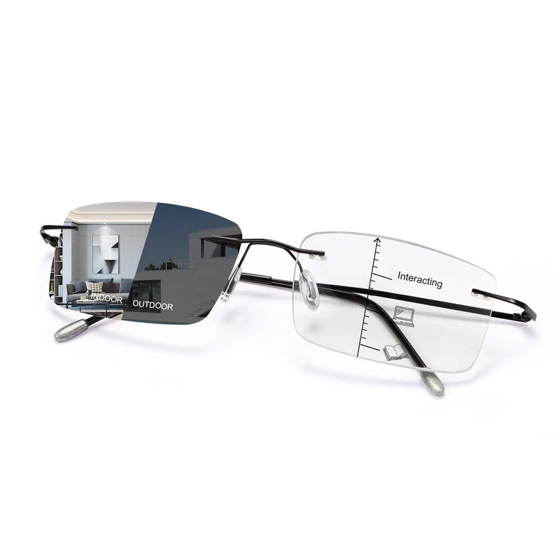 PEEPAI Photochromic Progressive Multifocus Reading Glasses UV400 Sunglasses Computer Anti Blue Glare Lightweight Transition Eyewear for Men and Women 1.5