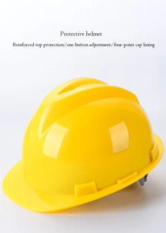 Worker Construction Site Protective Cap ABS Hard Hat V Shaped Adjustable Size Rotary Knob Safety Helmet