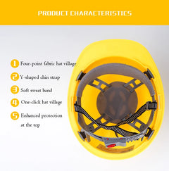 Worker Construction Site Protective Cap ABS Hard Hat V Shaped Adjustable Size Rotary Knob Safety Helmet