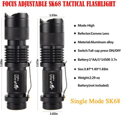 UltraFire SK68 EDC Flashlight 1/3-Mode AA Battery Lamp Zoomable 14500 Flashlights Pocket Mini Torch Light Rechargeable Lantern