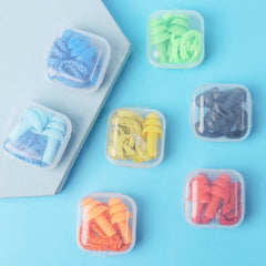 Soft Anti-Noise Ear Plug Waterproof Swimming Silicone Corded Earplugs Anti Lost Reusable Earplug With Rope Hearing Protection