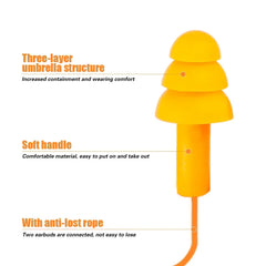 Soft Anti-Noise Ear Plug Waterproof Swimming Silicone Corded Earplugs Anti Lost Reusable Earplug With Rope Hearing Protection