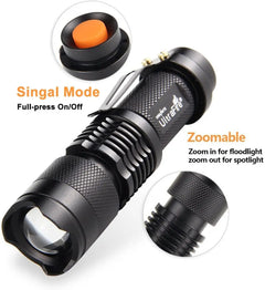 UltraFire SK68 EDC Flashlight 1/3-Mode AA Battery Lamp Zoomable 14500 Flashlights Pocket Mini Torch Light Rechargeable Lantern